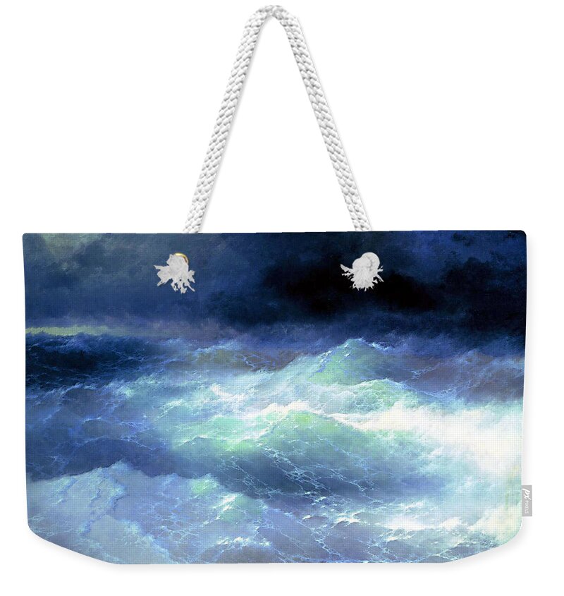 Ivan Aivazovsky Weekender Tote Bag featuring the painting Among the waves by Aivazovsky