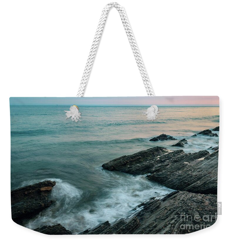 Sea Weekender Tote Bag featuring the photograph Amongst the shale by Jeff Hubbard