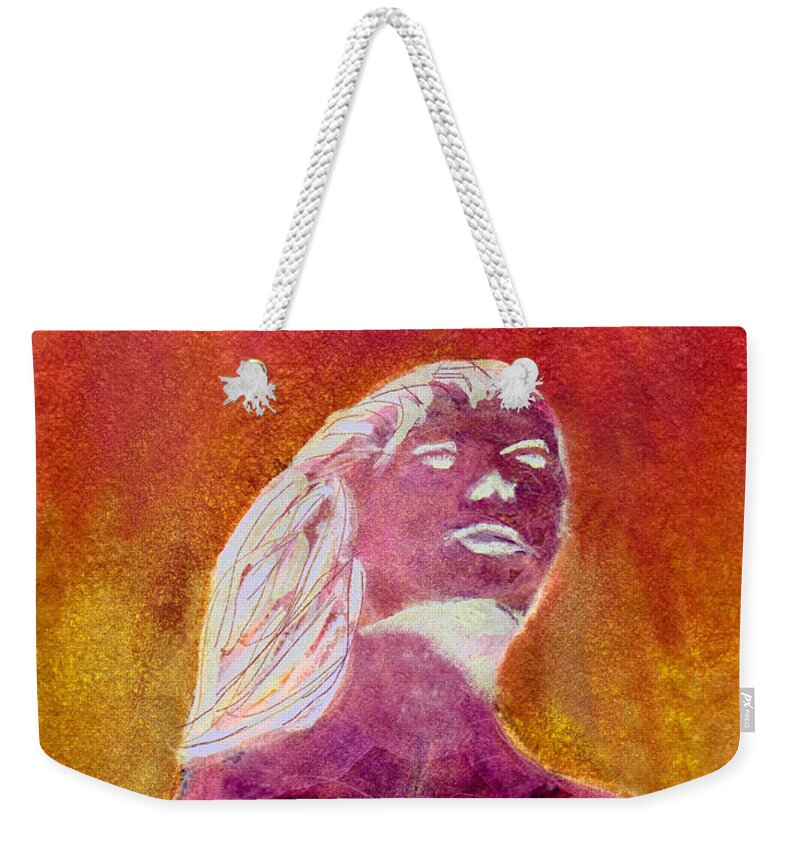 Mermaid Weekender Tote Bag featuring the painting Amphitrite Siren of Sunset Reef by Donna Walsh