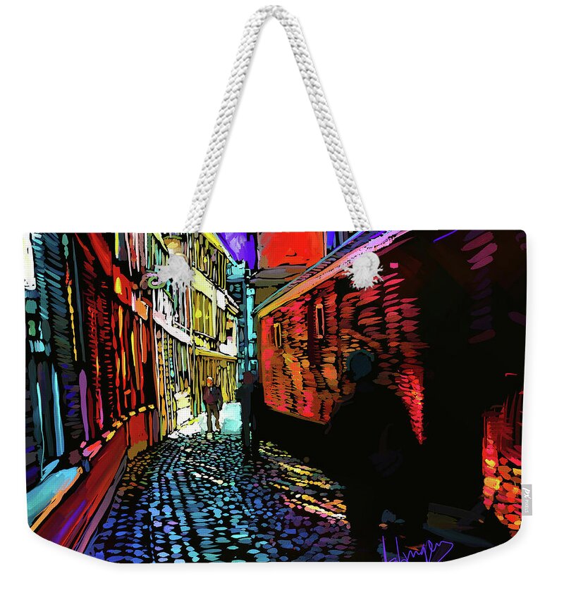 Amsterdam Weekender Tote Bag featuring the painting Amsterdam Cobbletones by DC Langer
