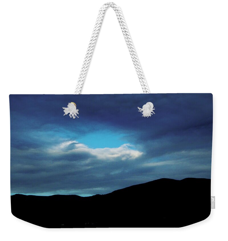 Mountains Weekender Tote Bag featuring the photograph An Eye in the Sky by Celtic Artist Angela Dawn MacKay
