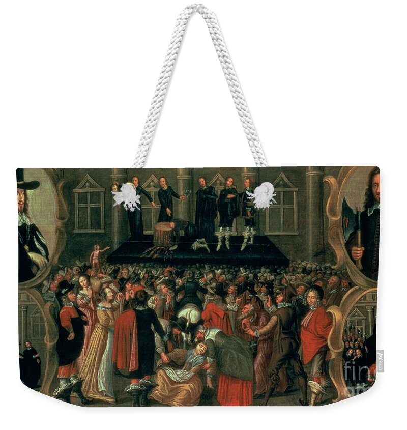 Eyewitness Weekender Tote Bag featuring the painting An Eyewitness Representation of the Execution of King Charles I by John Weesop