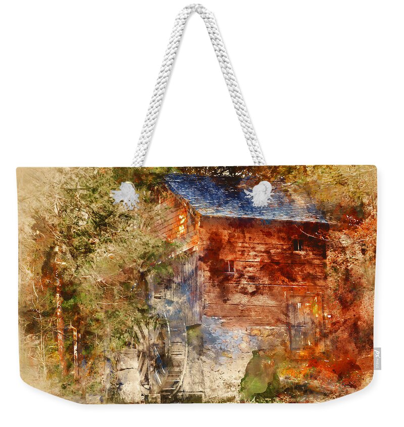 Mill Weekender Tote Bag featuring the painting An old watermill - 12 by AM FineArtPrints