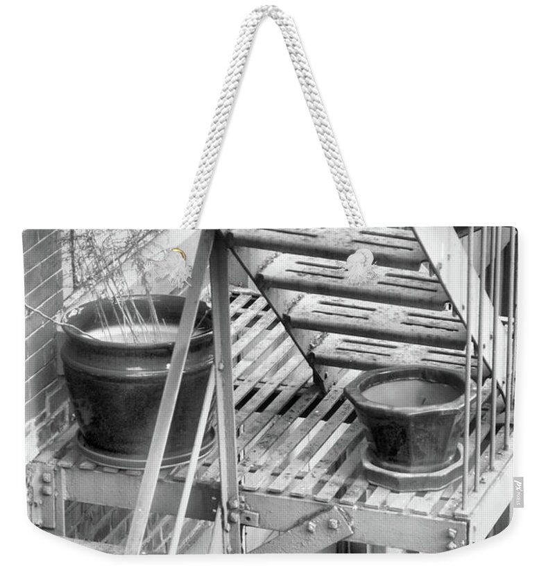 Fire Weekender Tote Bag featuring the photograph An Urban Lanai by Cate Franklyn