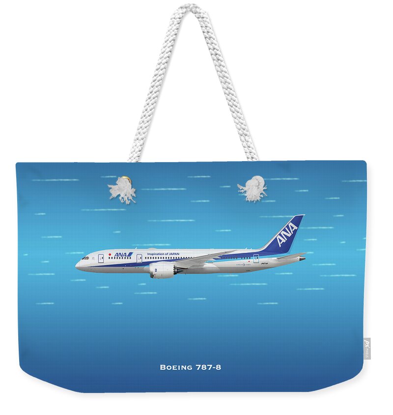 All Nippon Airways Weekender Tote Bag featuring the digital art ANA Boeing 787-8 Dreamliner by Airpower Art