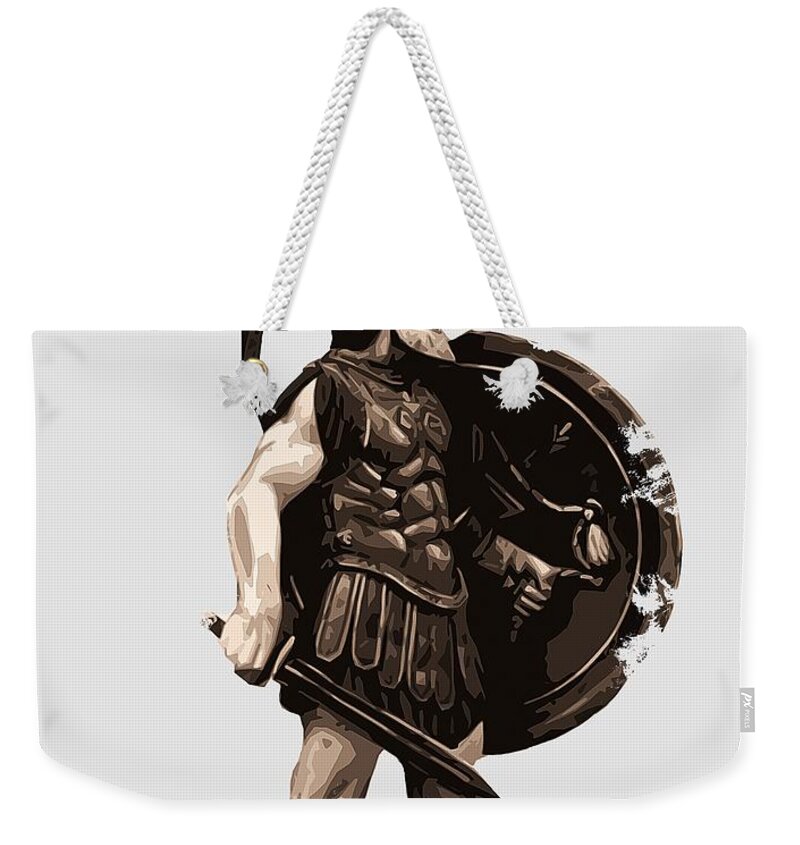Spartan Warrior Weekender Tote Bag featuring the painting Ancient Greek Hoplite by AM FineArtPrints
