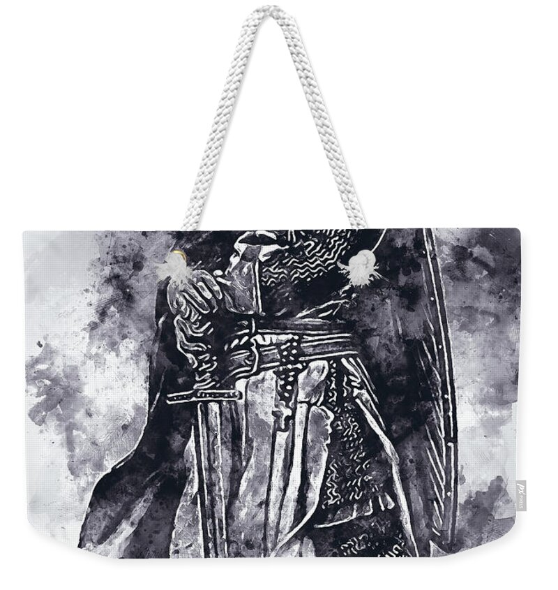 Ancient Templar Weekender Tote Bag featuring the painting Ancient Templar Knight - Watercolor 07 by AM FineArtPrints