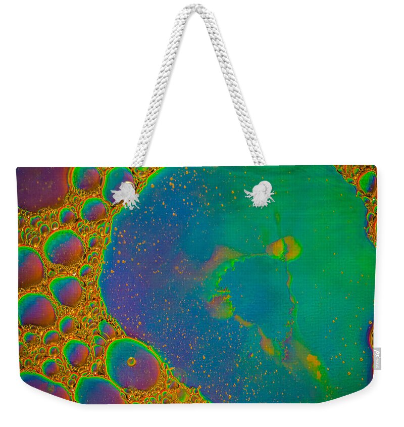 Oil Weekender Tote Bag featuring the photograph Ancient Turquoise Plates by Bruce Pritchett