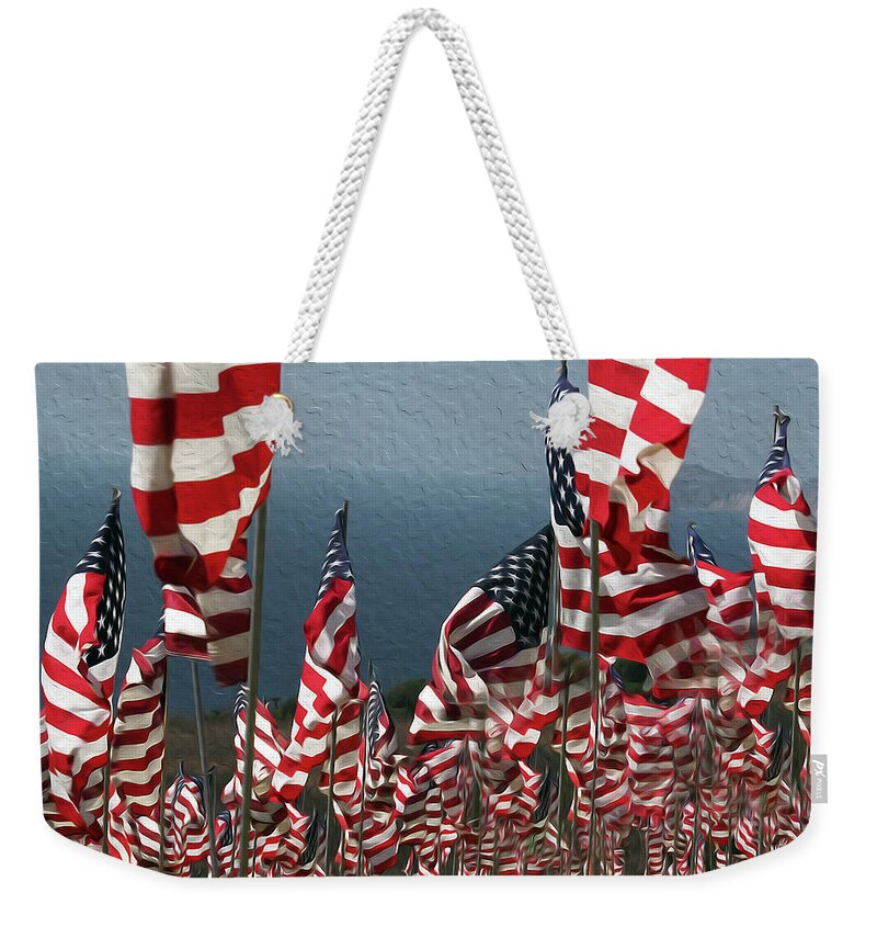 Flag Weekender Tote Bag featuring the photograph And Crown Thy Good by Joe Schofield