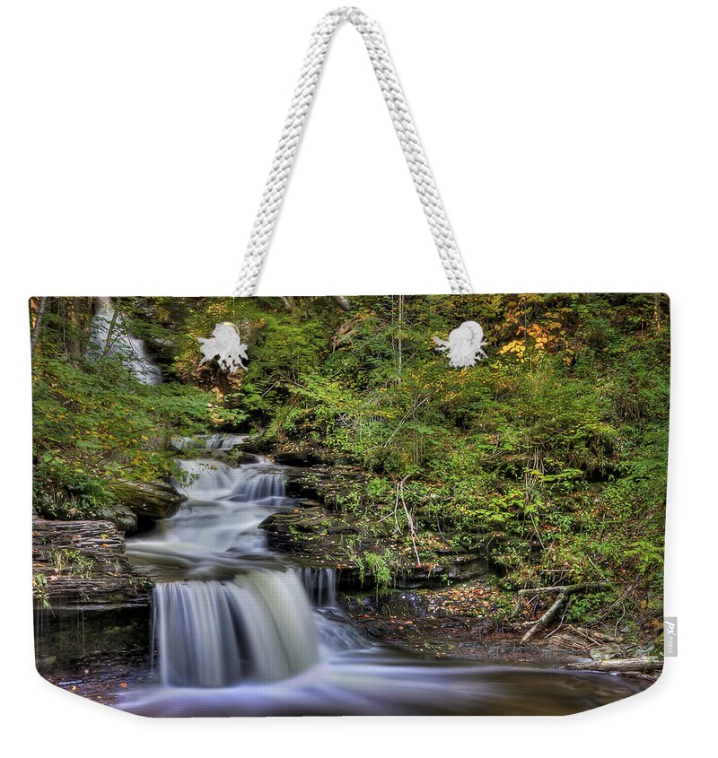 Fall Weekender Tote Bag featuring the photograph ...And Down It Goes... by Evelina Kremsdorf