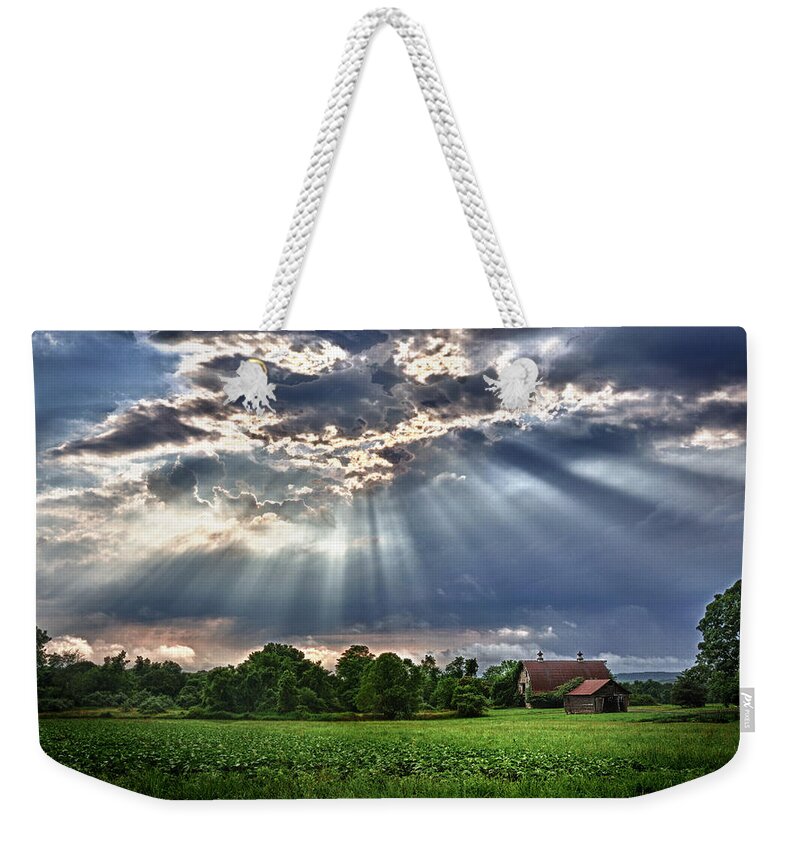Barn Weekender Tote Bag featuring the photograph And The Heavens Opened 1 by Mark Fuller