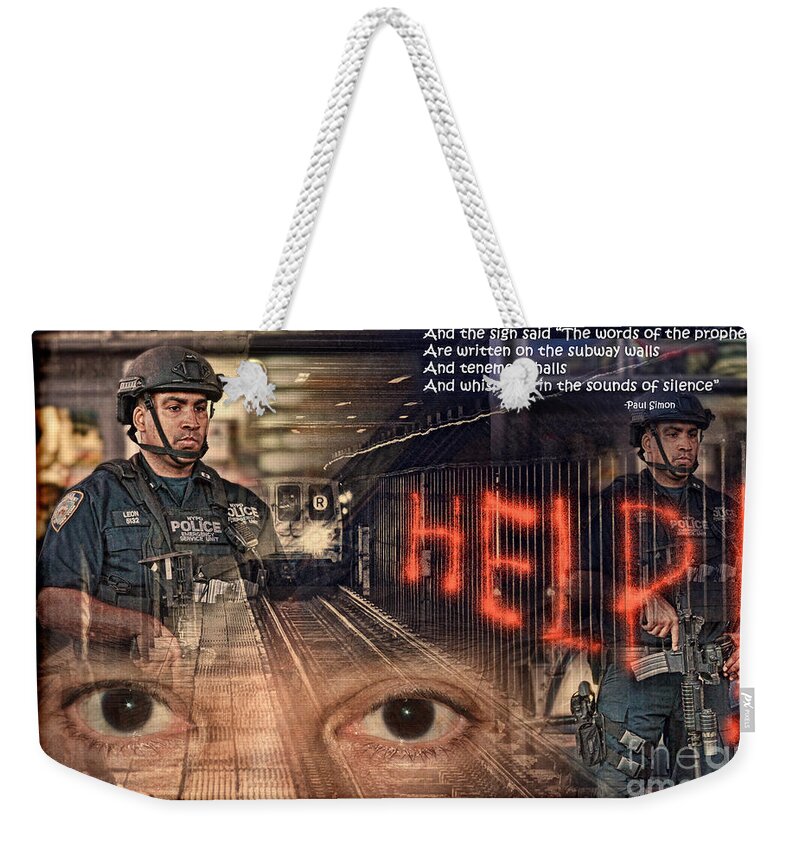 Jim Fitzpatrick Weekender Tote Bag featuring the photograph And the Words of the Prophets Are Written on the Subway Walls III by Jim Fitzpatrick
