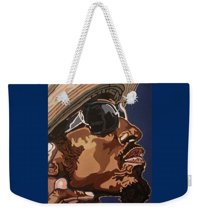 Andre 3000 Weekender Tote Bag featuring the painting Andre 3000 by Rachel Natalie Rawlins