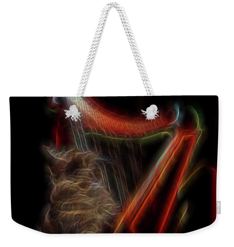 Abstract Weekender Tote Bag featuring the digital art Angel Cat by William Horden
