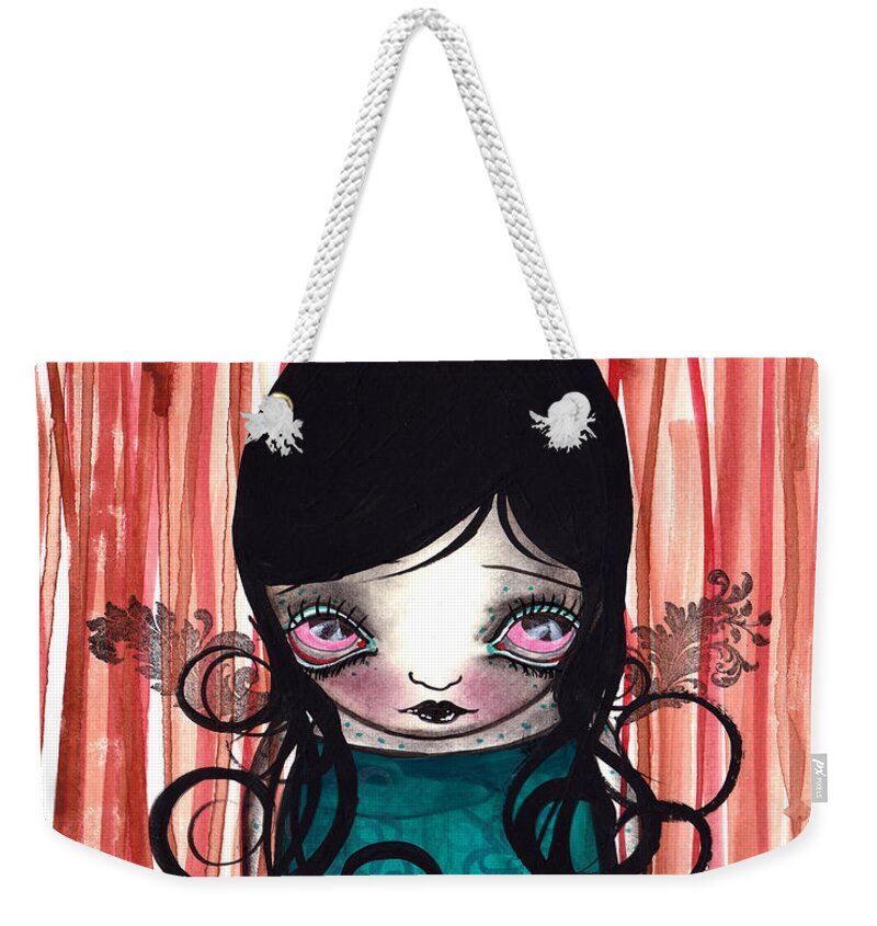 Mermaid Weekender Tote Bag featuring the painting Angel Mermaid by Abril Andrade