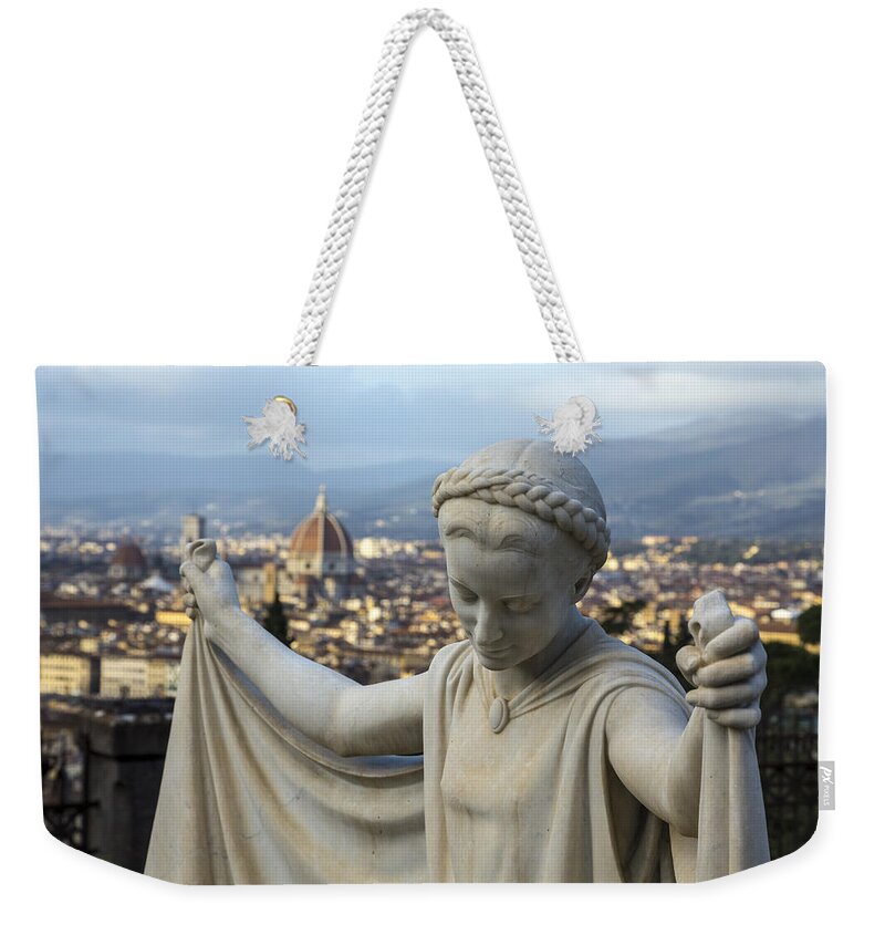 Cemetery Weekender Tote Bag featuring the photograph Angel of Firenze by Sonny Marcyan