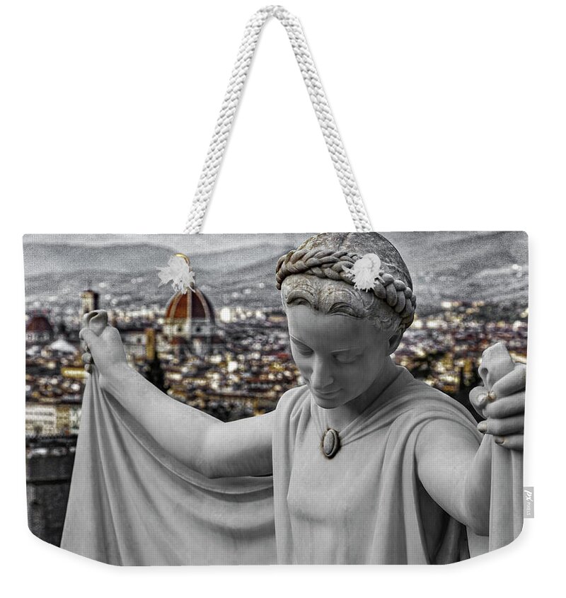 Florence Weekender Tote Bag featuring the photograph Angel of Florence by Sonny Marcyan
