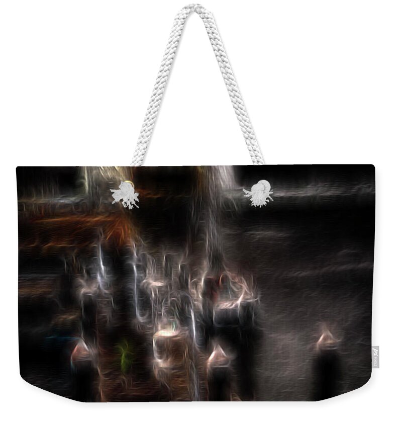 Abstract Weekender Tote Bag featuring the digital art Angel of the Dock by William Horden