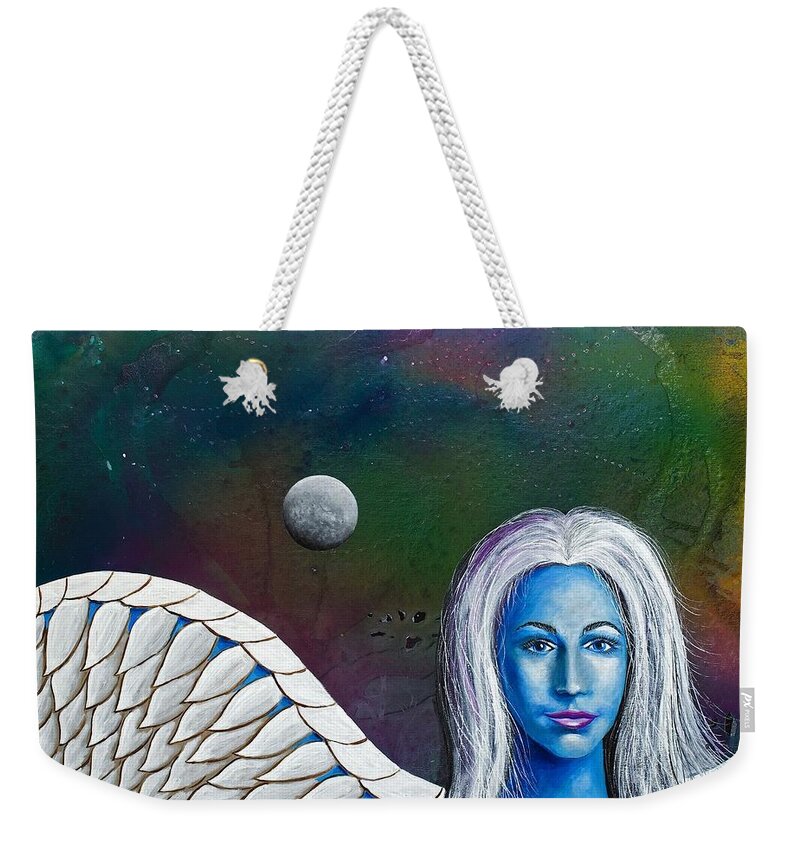 Angel Weekender Tote Bag featuring the painting Angel of the Shepherd Moon by Lee Pantas