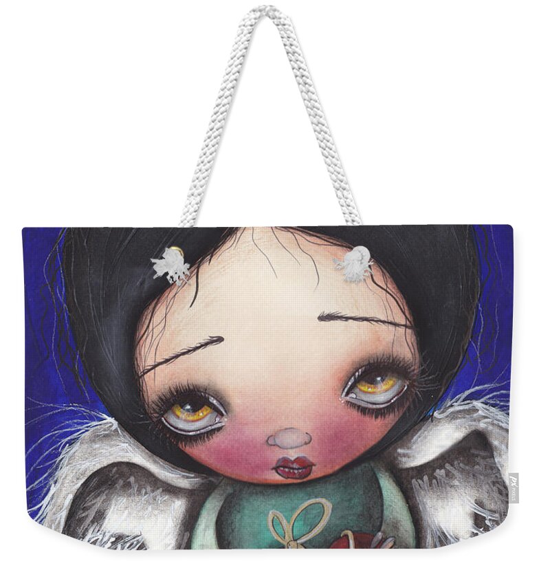 Angel Weekender Tote Bag featuring the painting Angel with Heart by Abril Andrade