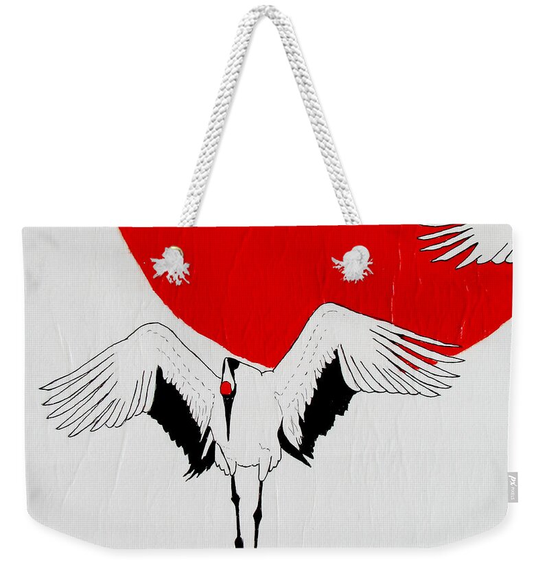 Bird Weekender Tote Bag featuring the painting Angelic Crane by Stephanie Grant