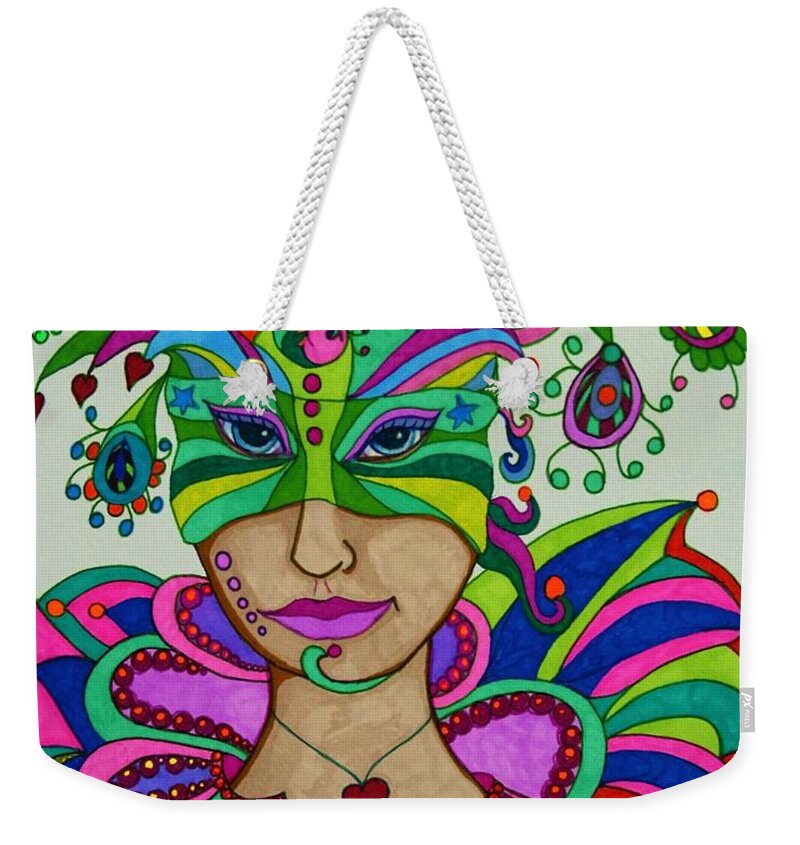 Ladies Weekender Tote Bag featuring the drawing Angelique by Alison Caltrider