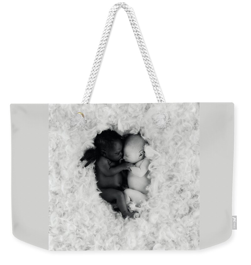 Black And White Weekender Tote Bag featuring the photograph Angels by Anne Geddes