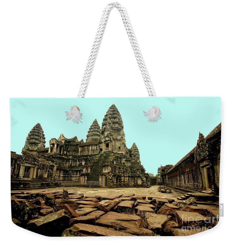  Weekender Tote Bag featuring the digital art Angkor Wat by Darcy Dietrich