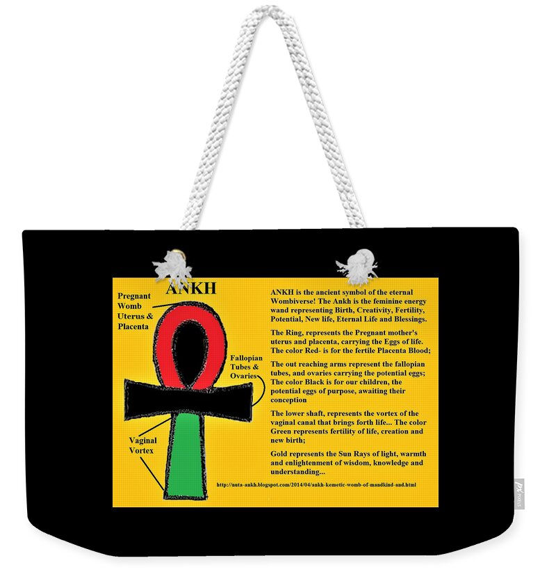 Ankh Weekender Tote Bag featuring the digital art ANKH Meaning by Adenike AmenRa