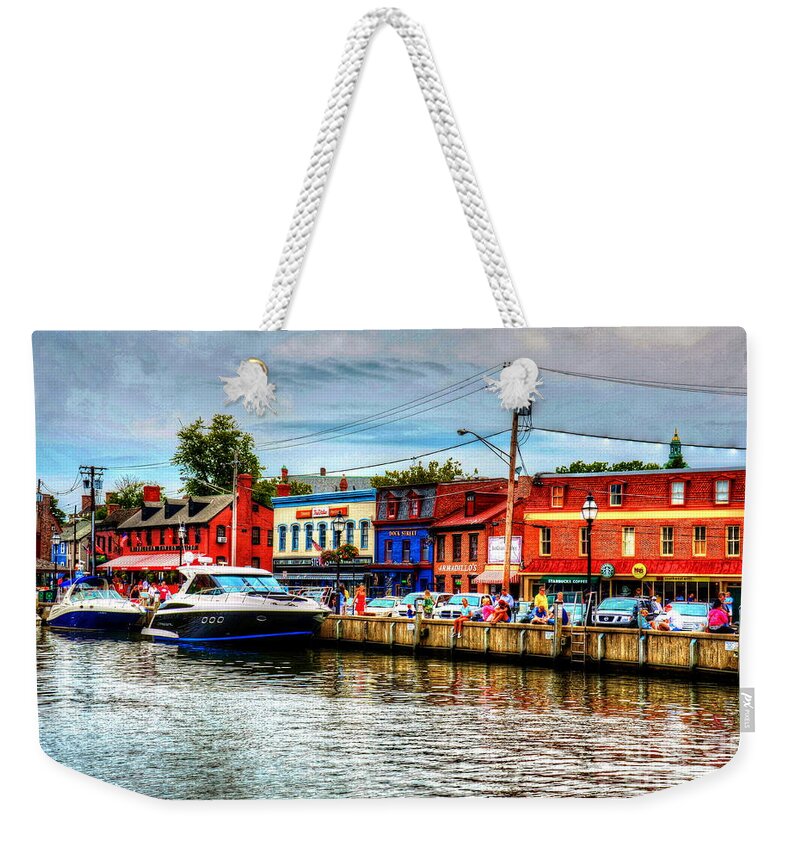 Annapolis Weekender Tote Bag featuring the photograph Annapolis City Docks by Debbi Granruth