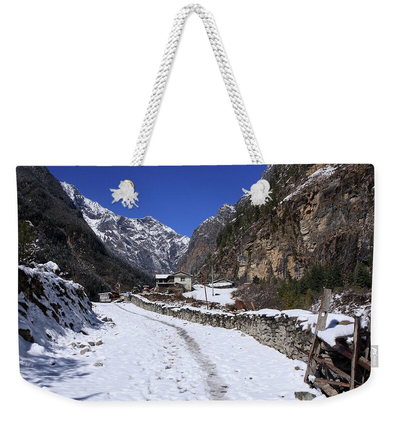 Nepal Weekender Tote Bag featuring the photograph Annapurna Mountain Village by Aidan Moran
