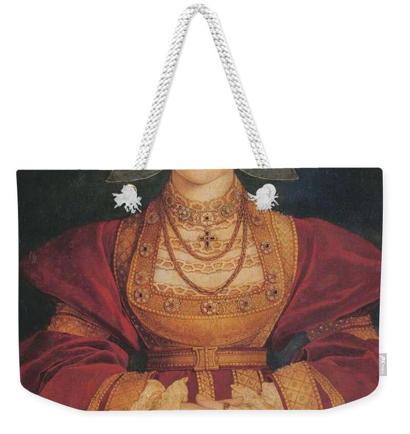 Anne Of Cleves Weekender Tote Bag featuring the painting Anne of Cleves by Hans Holbein
