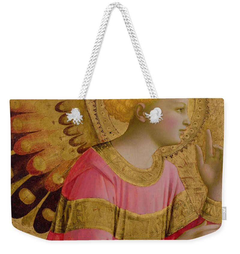 Annunciatory Weekender Tote Bag featuring the painting Annunciatory Angel by Fra Angelico
