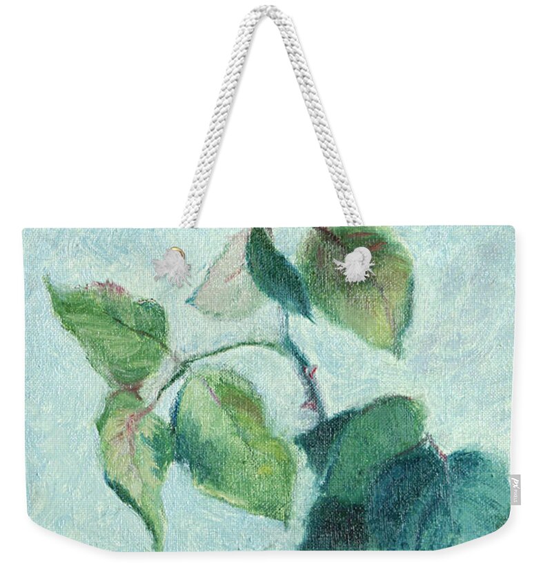 Rose Weekender Tote Bag featuring the painting Another Look at a Rose by Masha Batkova