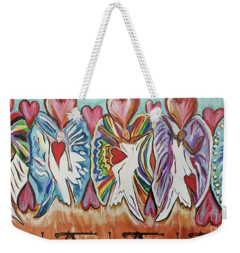 Angels Weekender Tote Bag featuring the painting Another Moment of Silence by Catherine Gruetzke-Blais