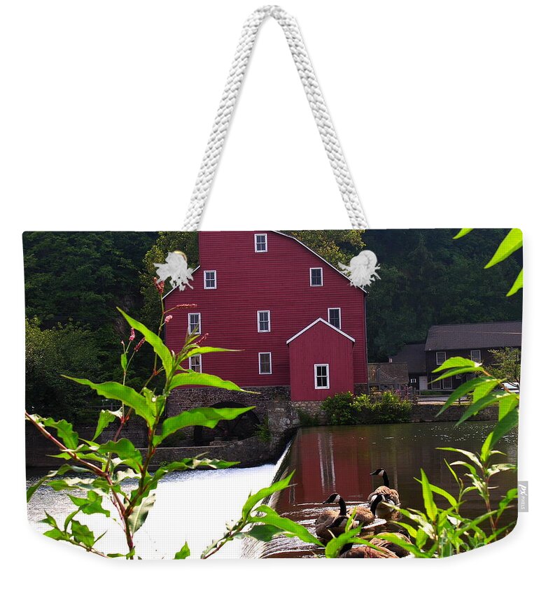 Clinton Nj Weekender Tote Bag featuring the photograph Another View of Red Mill by Jacqueline M Lewis