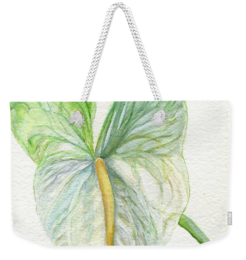 Plant Weekender Tote Bag featuring the painting Anthurium by Laurie Rohner