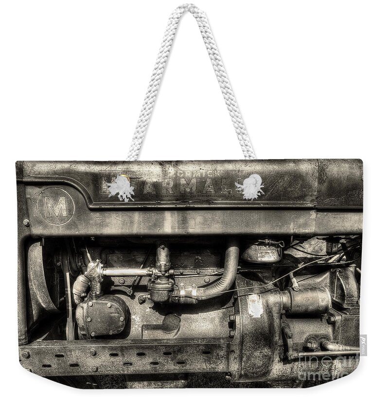 Tractor Engine Weekender Tote Bag featuring the photograph Antique Farmall Engine by Mike Eingle