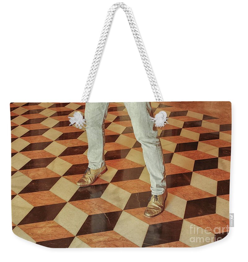 15th Weekender Tote Bag featuring the photograph Antique optical illusion floor tiles by Patricia Hofmeester