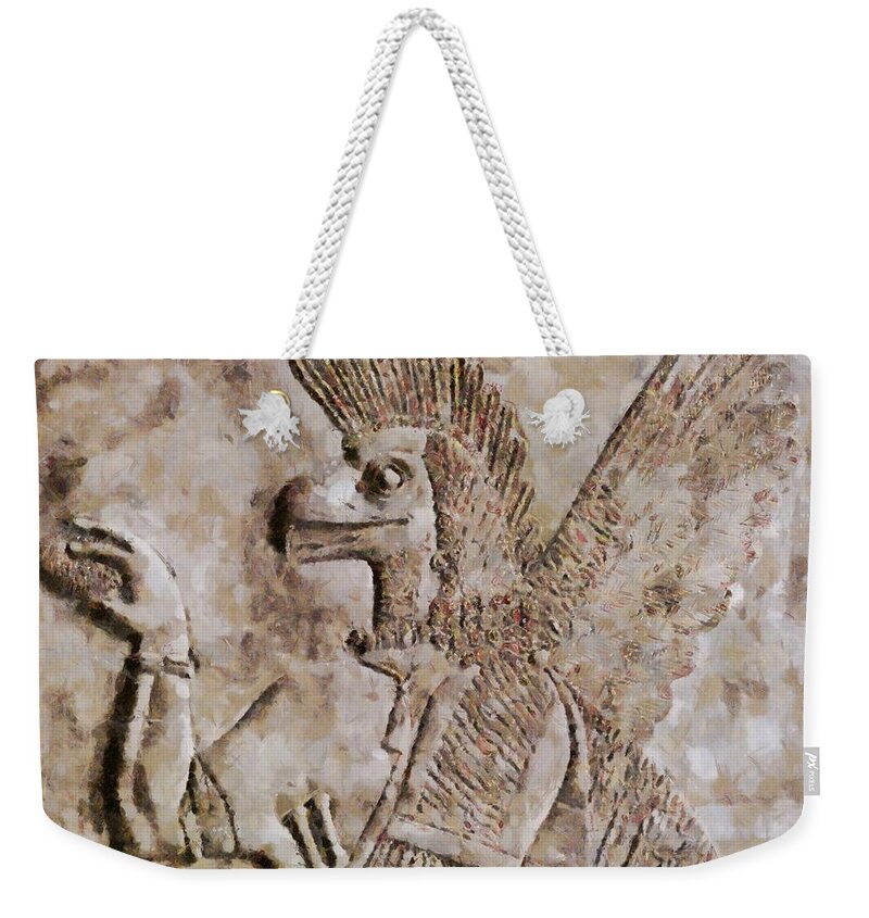 Mesopotamia Weekender Tote Bag featuring the painting Anunnaki by Sarah Kirk by Esoterica Art Agency