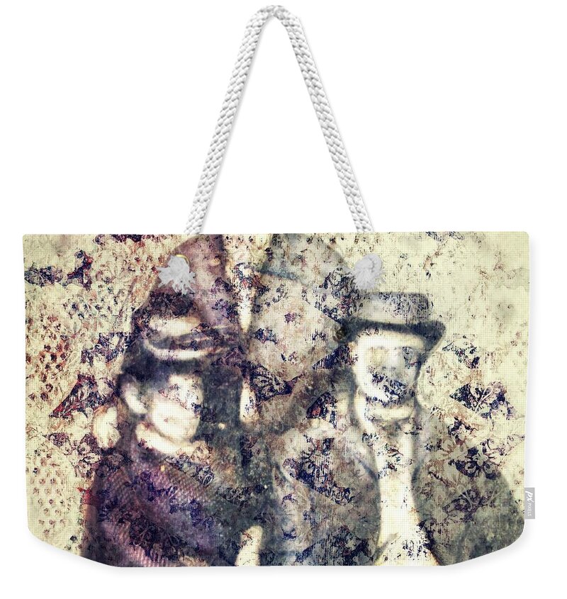 Vintage Photo Weekender Tote Bag featuring the digital art Anyone Can Say I Love You by Delight Worthyn