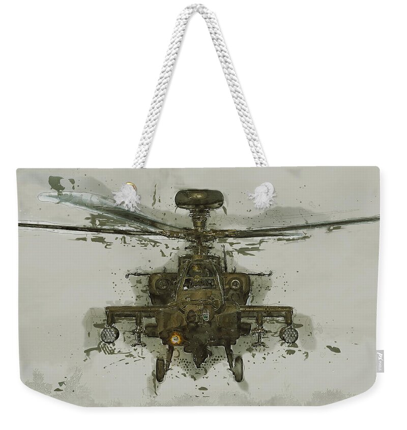 Ah-64 Weekender Tote Bag featuring the digital art Apache Helicopter Abstract by Roy Pedersen
