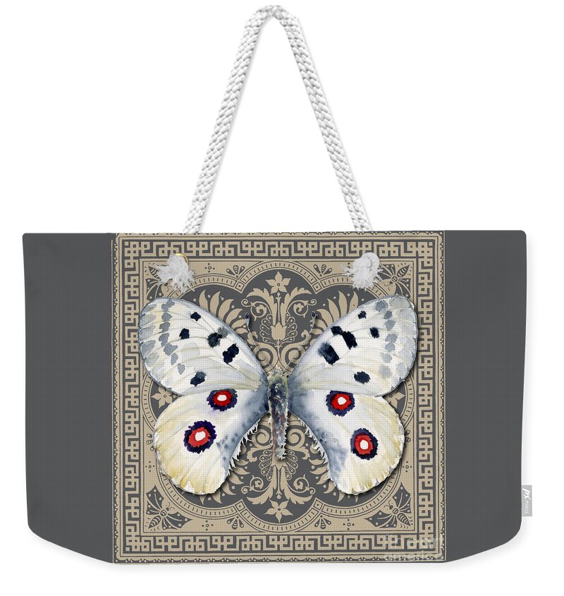 Apollo Weekender Tote Bag featuring the painting Apollo Butterfly Design by Amy Kirkpatrick