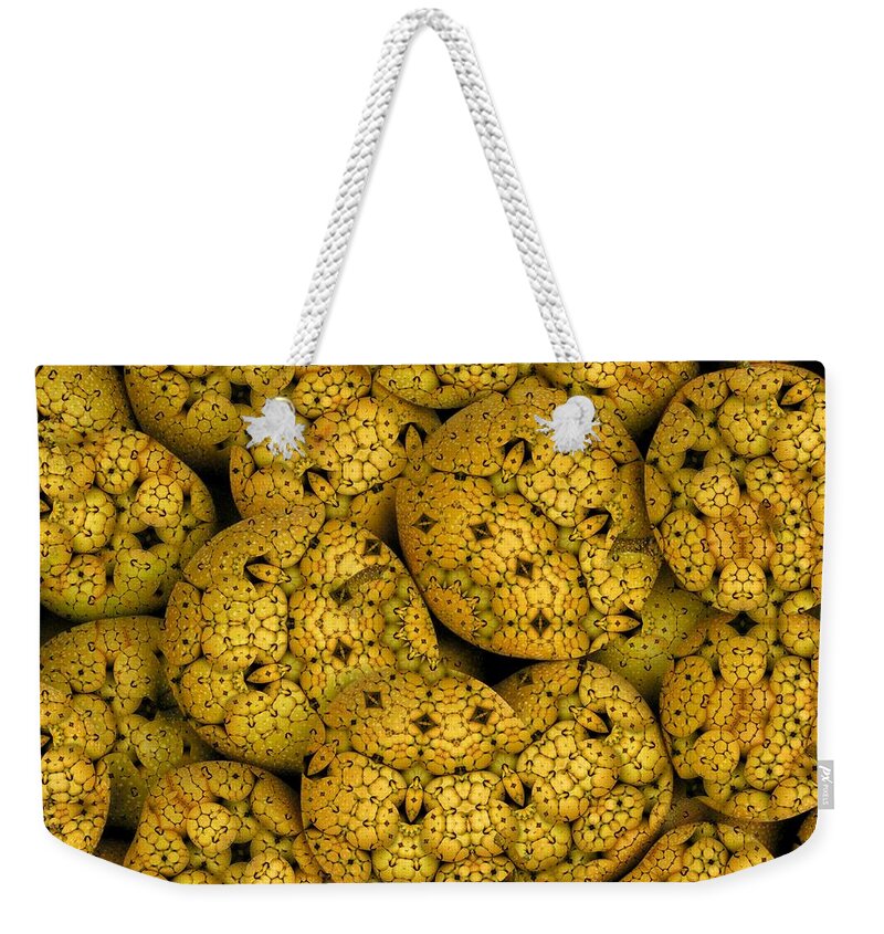 Abstract Weekender Tote Bag featuring the digital art Apple Barrel 2 by Ronald Bissett