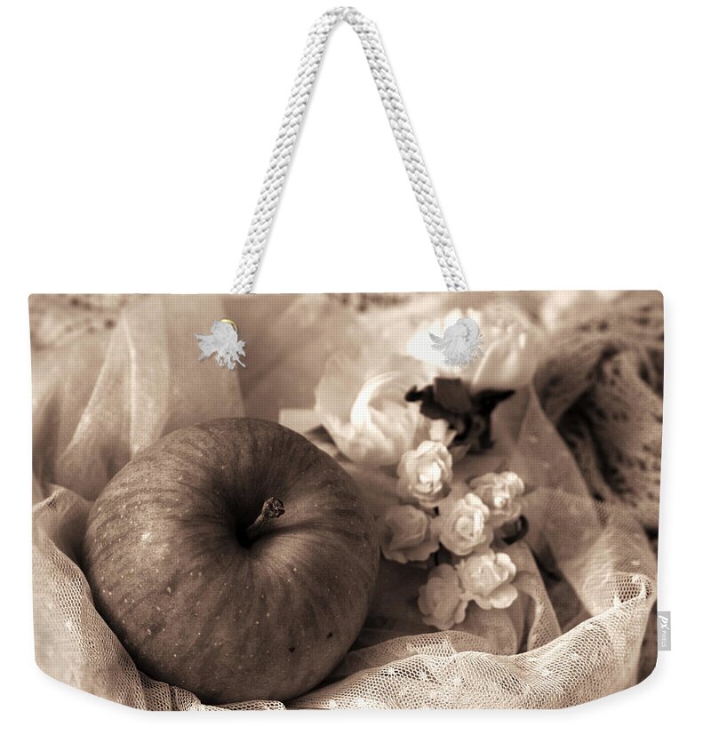 Apple Weekender Tote Bag featuring the photograph Apple in Sepia by Yuka Kato