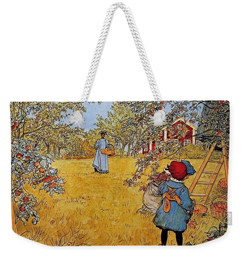 Carl Larsson Apple Orchard Weekender Tote Bag featuring the painting Apple by MotionAge Designs