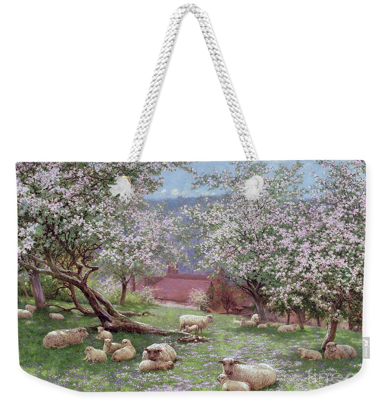 Appleblossom (w/c On Paper) By William Biscombe Gardner (1847-1919) Weekender Tote Bag featuring the painting Apple blossom by William Biscombe Gardner