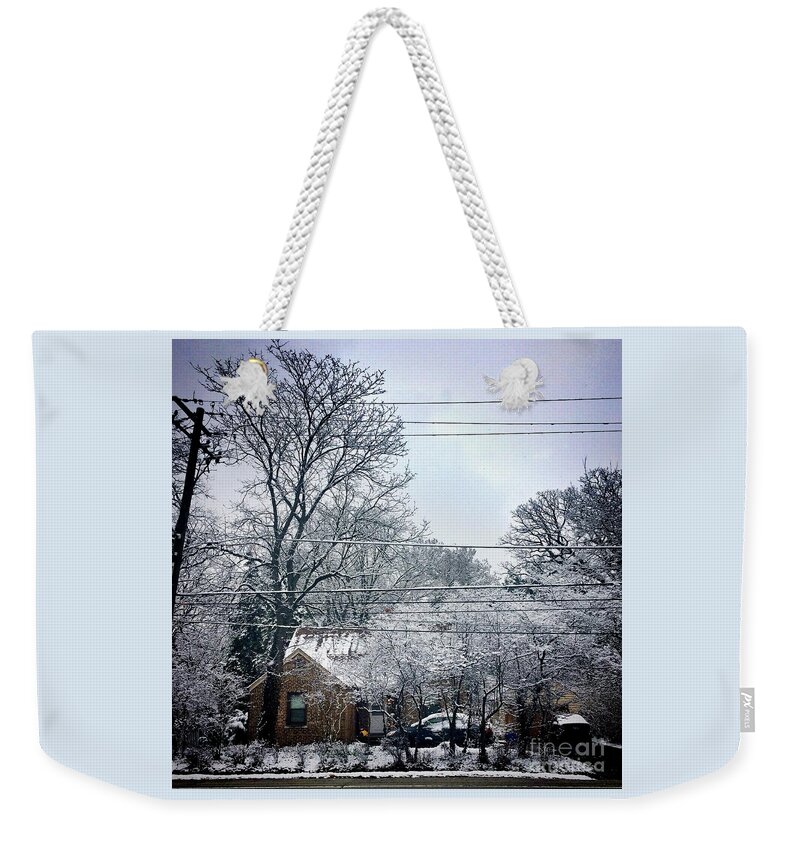 Winter Scene Weekender Tote Bag featuring the photograph April Snow by Frank J Casella