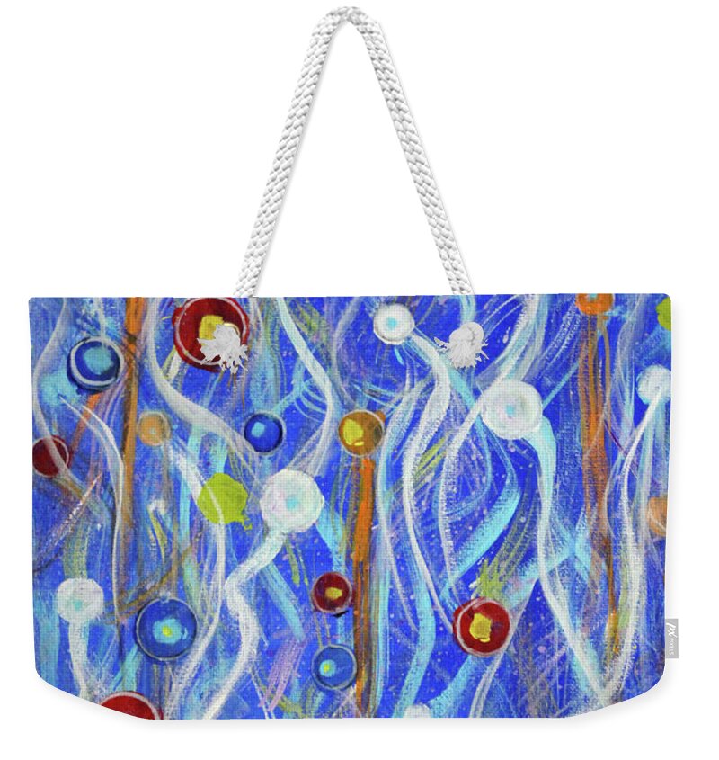 Abstract Weekender Tote Bag featuring the painting Aquatic Dance by Lyric Lucas