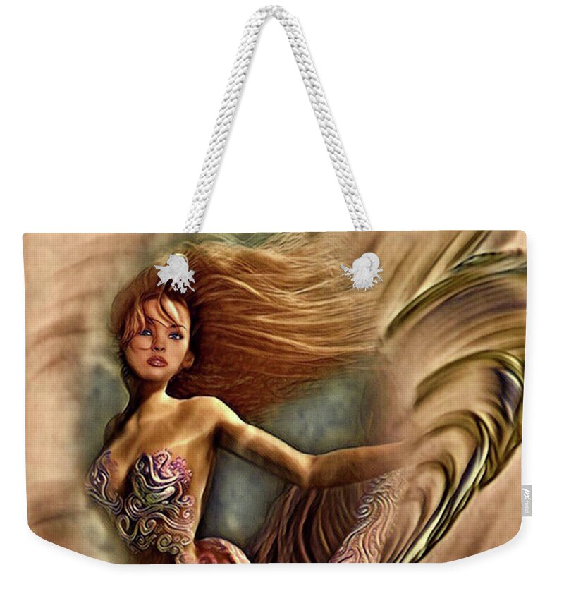 Mermaid Weekender Tote Bag featuring the digital art Aquatic Dream by Kathy Kelly